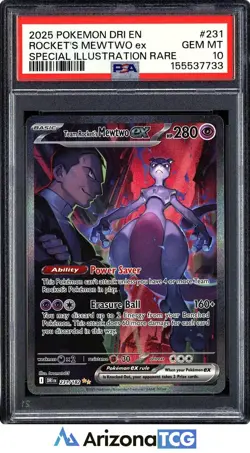 Pokemon 2025 Team Rocket's Mewtwo ex 231/182 SIR Destined Rivals GEM MINT PSA 10 - Image 1