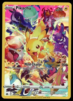 PIKACHU Pokemon Sword & Shield Crown Zenith #160 Secret Rare - Image 1