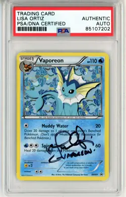 PSA Signed Lisa Ortiz Pokemon TCG Vaporeon Black & White BW89 Holo Promo - Image 1