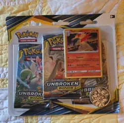 Pokemon Sun & Moon Unbroken Bonds 3-Pack Blister New Sealed Typhlosion Promo - Image 1