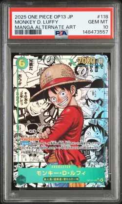 PSA 10 LUFFY OP13-118 MANGA Alt Art OP13 JP ONE PIECE JAPONAIS - Ebay Live ! - Image 1
