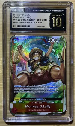 One Piece English Monkey D Luffy OP06-013 Alt Art CGC Pristine 10 =PSA =BGS - Image 1