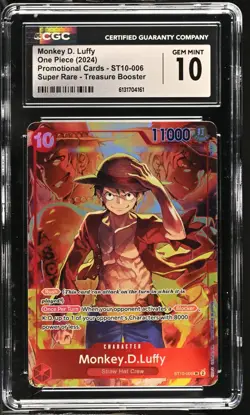 One Piece Promo Monkey.D.Luffy Treasure Booster ST10-006 SR CGC GEM MINT 10 - Image 1