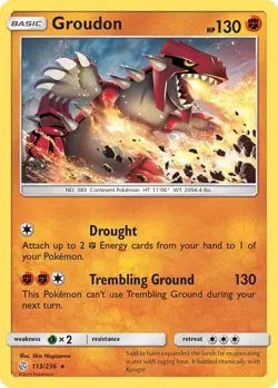 Groudon 113/236 Rare SM - Cosmic Eclipse Pokemon Card - Image 1