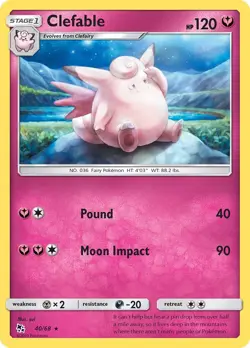 Clefable 40/68 Rare Hidden Fates Pokemon Card - Image 1