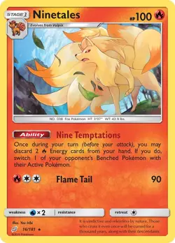 Ninetales 16/181 Rare SM - Team Up Pokemon Card - Image 1
