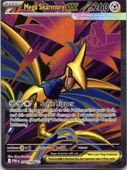 Pokemon Mega Skarmory EX 106/088 Metal Basic English Card Mega Evolution - Image 1