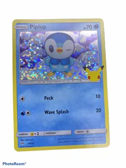 2021 Pokemon TCG McDonalds Promo Card 25th Anniversary Holo Foil Piplup 20/25 - Image 1