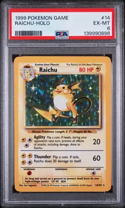 1999 Pokemon Game #14 Raichu-Holo PSA 6 - Image 1
