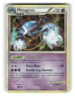 Metagross 4/95 Holo Rare HGSS Unleashed Pokemon Holo Damaged - Image 1