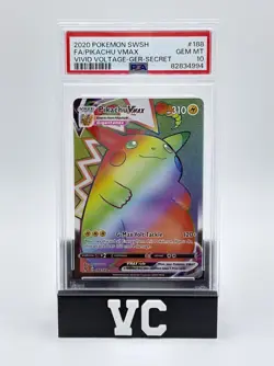 2020 Pikachu VMAX #188 PSA 10 Rainbow Rare Vivid Voltage Secret Full Art SWSH - Image 1