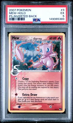 2007 POKEMON POP SERIES 5 INVERTED BACK #3 MEW-HOLO PSA 5 - Image 1