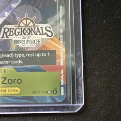 One Piece Roronoa Zoro OP07-113 Regionals Promo Foil UC Bandai - Image 3