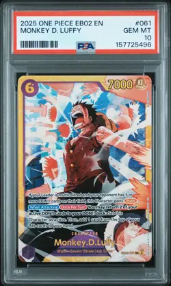 One Piece Extra Booster Anime 25th Collection Monkey D Luffy EB02 061 SEC PSA 10 - Image 1
