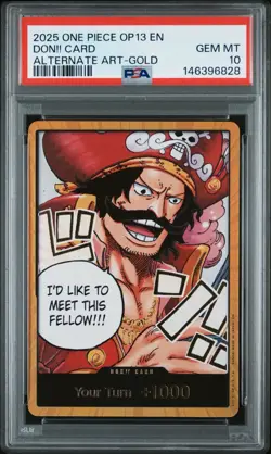 One Piece CCG Gol D Roger Gold Don Alt Art Anniversary Holo PSA 10 Gem Mint TCG - Image 1