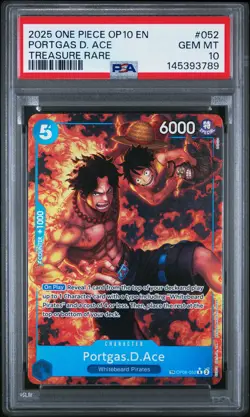 2025 ONE PIECE OP10-ROYAL BLOOD TREASURE RARE #052 PORTGAS D. ACE PSA 10 - Image 1