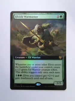 MTG Elvish Warmaster (KHM) Kaldheim Extended Art Foil Rare 363 - Image 1