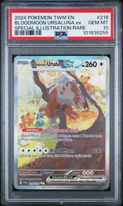 2024 POKEMON TWN EN BLOODMOON URSALUNA EX SPECIAL ILLUSTRAION RARE #216 PSA 10 - Image 1