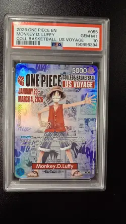 PSA 10 Monkey D. Luffy 2026 One Piece College Basketball US Voyage #P-055 Promo - Image 1