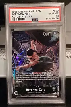 2025 One Piece Roronoa Zoro (020) (Alternate Art) OP12-020 English PSA 10 - Image 1