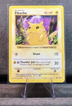 Pokemon TCG Pikachu Base Set Shadowless Yellow Cheeks Card 58/102 LP - Image 1