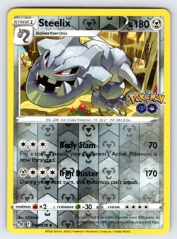 Steelix 044/078 022 Pokemon GO Pokemon Card TCG Reverse Holo Uncommon - Nm - Image 1