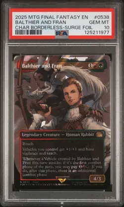 2025 MTG FINAL FANTASY CHARACTER BORDERLESS-SURGE FOIL BALTHIER AND FRAN PSA 10 - Image 1