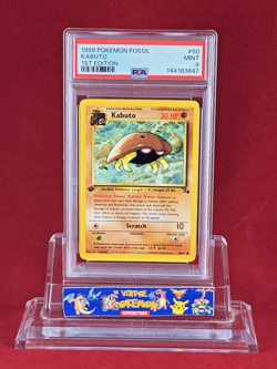 1999 Pokemon 1st Edition Fossil KABUTO #50 Card Freshly Graded PSA 9 New Cert - Image 1