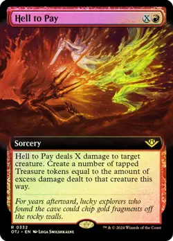 MTG HELL TO PAY EXTENDED ART FOIL Outlaws of Thunder Junction NM - Image 1