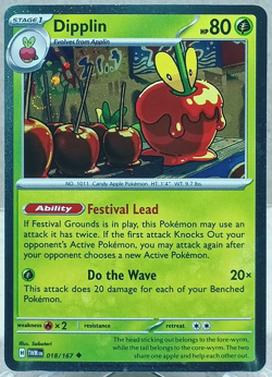 Dipplin 018/167 Cosmos Holo Promo w/Swirl SV06: Twilight Masquerade Pokemon TCG - Image 1