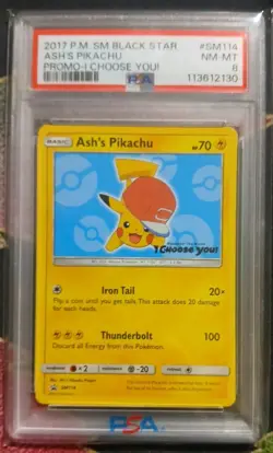 Pokemon TCG Ash's Pikachu SM114 PSA Grade 8 Black Star Promo - Image 2