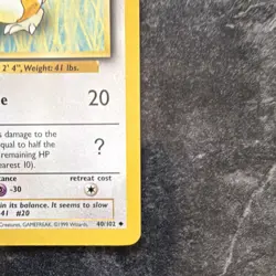 Pokemon Raticate 40/102 Base Set Stage 1 60 HP Uncommon Regular WOTC 1999 - Image 4