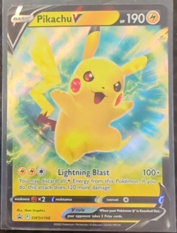 Pikachu V SWSH198 Holo Promo Full Art Basic 190 HP Lightning Blast Pokemon TCG - Image 1