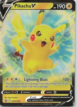 Pokemon TCG Pikachu V SWSH198 SWSH Black Star Promos Holo - Image 1