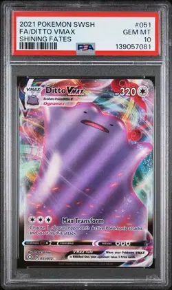 DITTO VMAX POKEMON SHINING FATES FULL ART ULTRA RARE HOLO 051/072 PSA 10 GEM MT - Image 1
