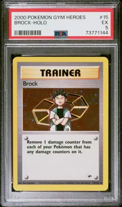 Pokemon TCG Brock Gym Heroes 15/132 2000 Unlimited Holo Rare PSA 5 EX - Image 1