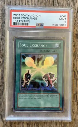 SDY-041 Super Rare Soul Exchange Holo 2002 Yu-Gi-Oh! 1st Edition Mint PSA 9 - Image 1