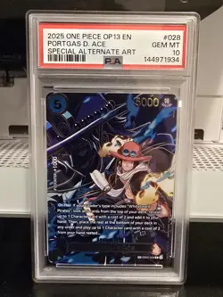 2025 ONE PIECE OP13 PORTGAS D. ACE SP PSA 10 💎 EB02 028 ENGLISH SPECIAL ALT ART - Image 1