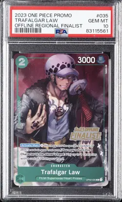 2023 ONE PIECE PROMOS OFFLINE REGIONAL FINALIST #035 TRAFALGAR LAW PSA 10 - Image 1