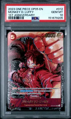 One Piece Monkey D Luffy 1st Anniversary OP05-012 PSA 10 Gem Mint - Image 1