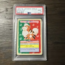 Pokemon Card 1995 Japanese Topsun Blue Back #58 Growlithe, PSA 9 Mint - Image 1