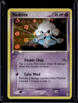 2004 Pokemon EX Hidden Legends Meditite Reverse Holo #65/101 - Image 1