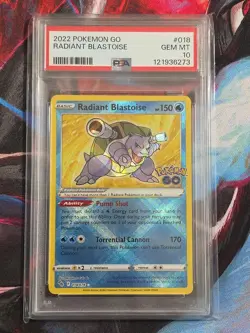 Radiant Blastoise 018/078 Pokemon Go Holo PSA 10 - Image 1