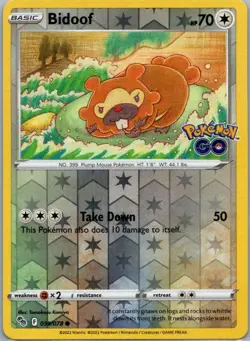 Bidoof 059/078 Holo Common Pokemon GO Pokemon Reverse Holo NM - Image 1