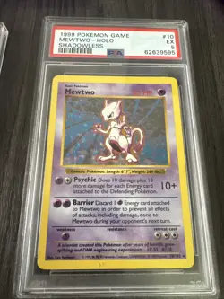 1999 POKEMON BASE SET SHADOWLESS #10 MEWTWO-HOLO PSA 5 - Image 1