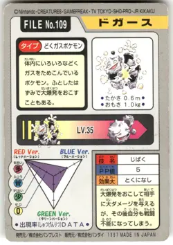 1997 HP Pokemon Koffing No. 109 Bandai Carddass Series 3-4 Japanese - Image 2