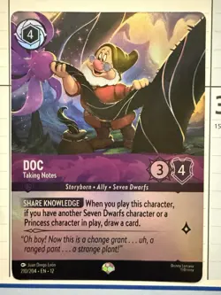 Doc - Taking Notes - 210/204 - Epic - Disney Lorcana Wilds Unknown - Image 1