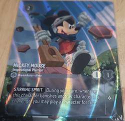 Disney Lorcana Mickey Mouse-Inspirational Warrior Foil Character Card Enchanted - Image 1