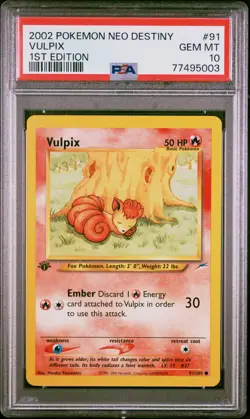 PSA 10 Vulpix 1st Edition Neo Destiny 91/105 1st Edition Pokemon Card - Image 1