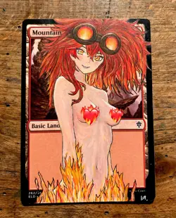 MTG hand painted anime alter – Mountain, Chandra - Image 1
